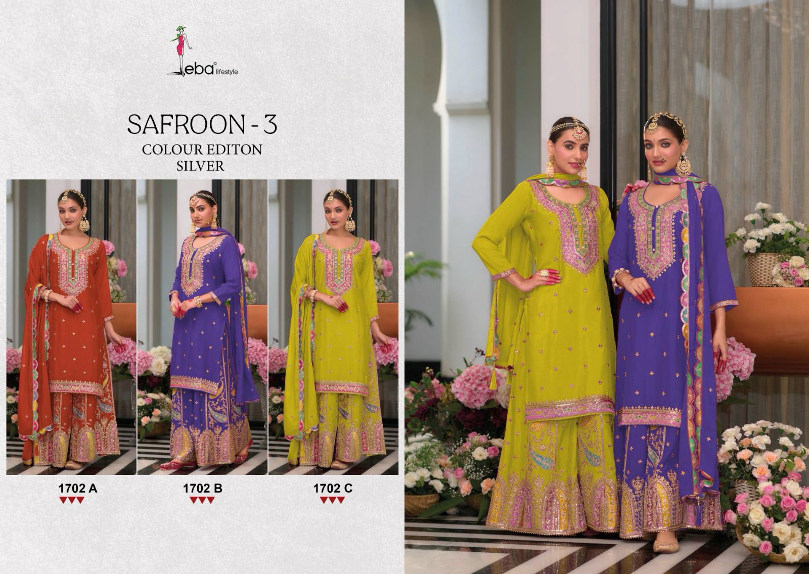 Safroon Vol 3 Color Edition Silver By Eba Chinon Readymade Suits Orders In India